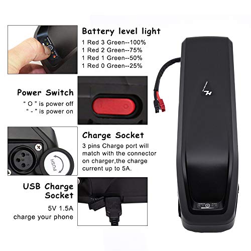 Yasco 48V 13Ah Removable Ebike Battery for Adult Electric Bike Conversion Kit D2423