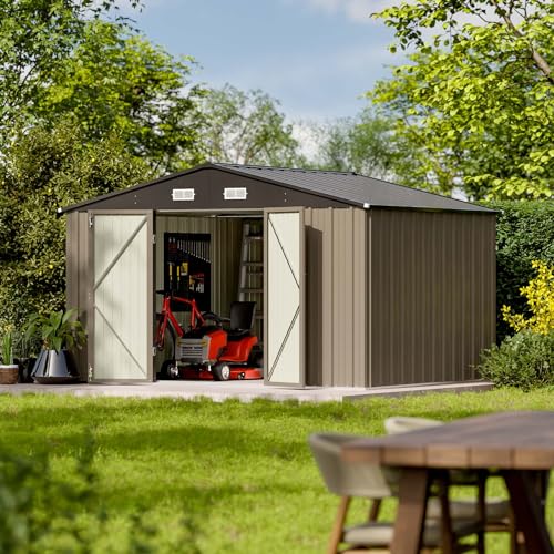 Patiowell 5x3 FT Outdoor Storage Shed with Sloping Roof and Lockable Door, Brown L4971