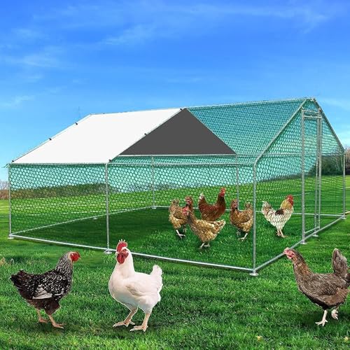 Metal Chicken Coop Cage with Waterproof Roof and Lockable Doors Y613970