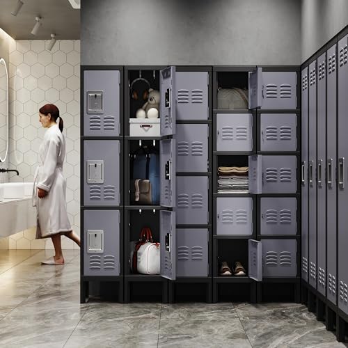Letaya Metal Lockers 5 Doors 66" Tall Steel Storage Cabinet Gray G40479