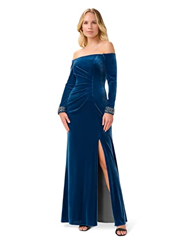 Adrianna Papell Women's Velvet Off The Shoulder Gown
