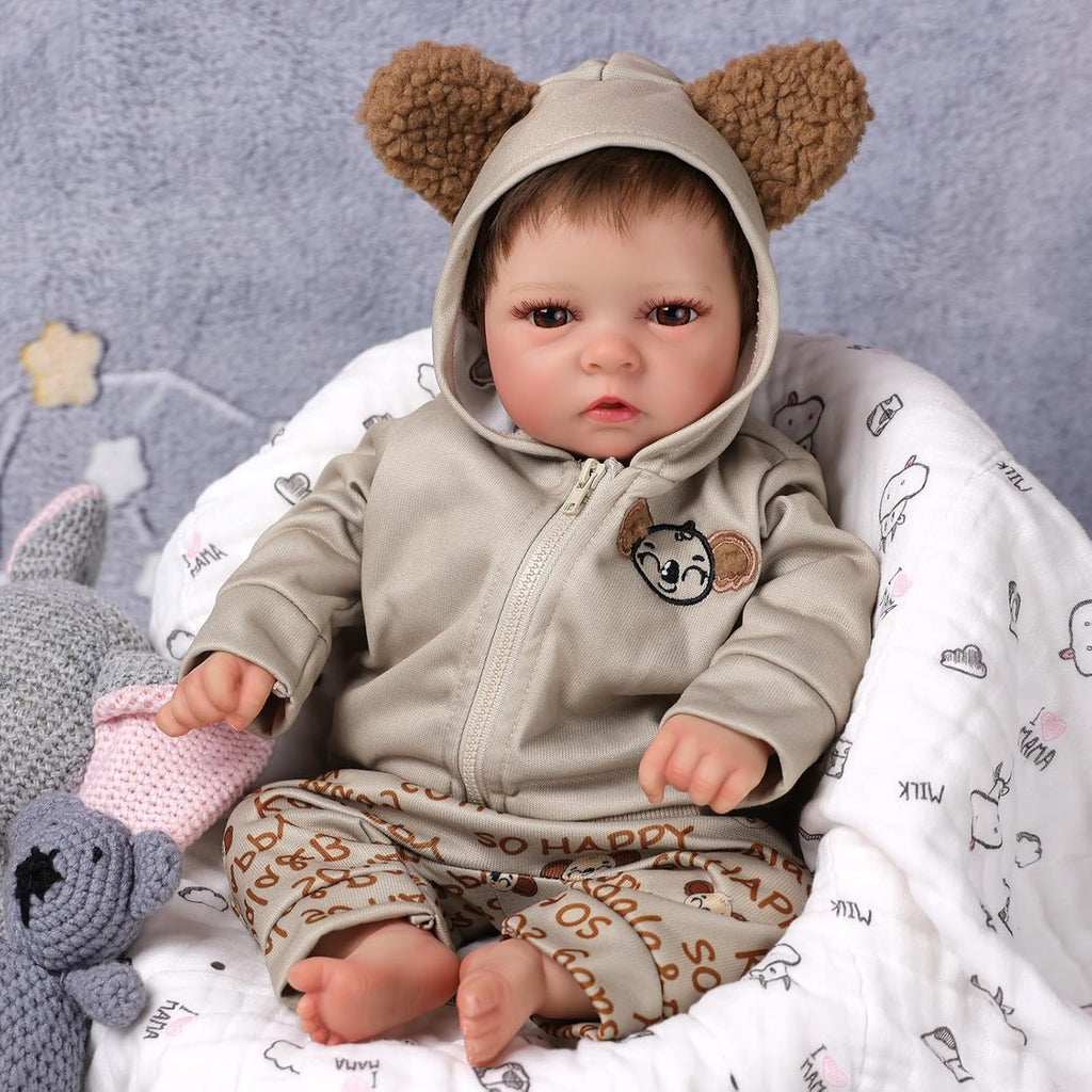 BABESIDE Lifelike Reborn Baby Doll Boy Trey - 17in Soft Body Realistic Newborn V403751