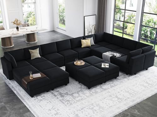 Belffin Oversized Modular Sectional Sofa with Double Chaises and Storage F17277
