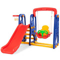 Costzon Toddler Long Slide Set, 3-in-1 Large Climber Playset w/Basketball Hoop, Stairs, Thickened Panel, Playground Swing for Indoor Outdoor Backyard 3-10 Gifts Presents