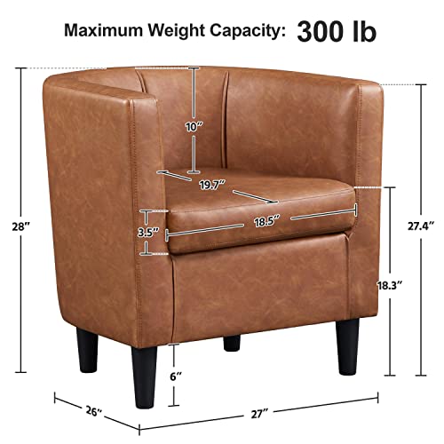 Yaheetech Velvet Accent Chair, Modern Upholstered Barrel Chair, Olive Green J55628