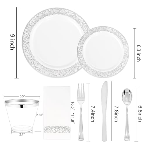 WELLIFE Silver Party Dinnerware Set for 50 Guests, Disposable A689948