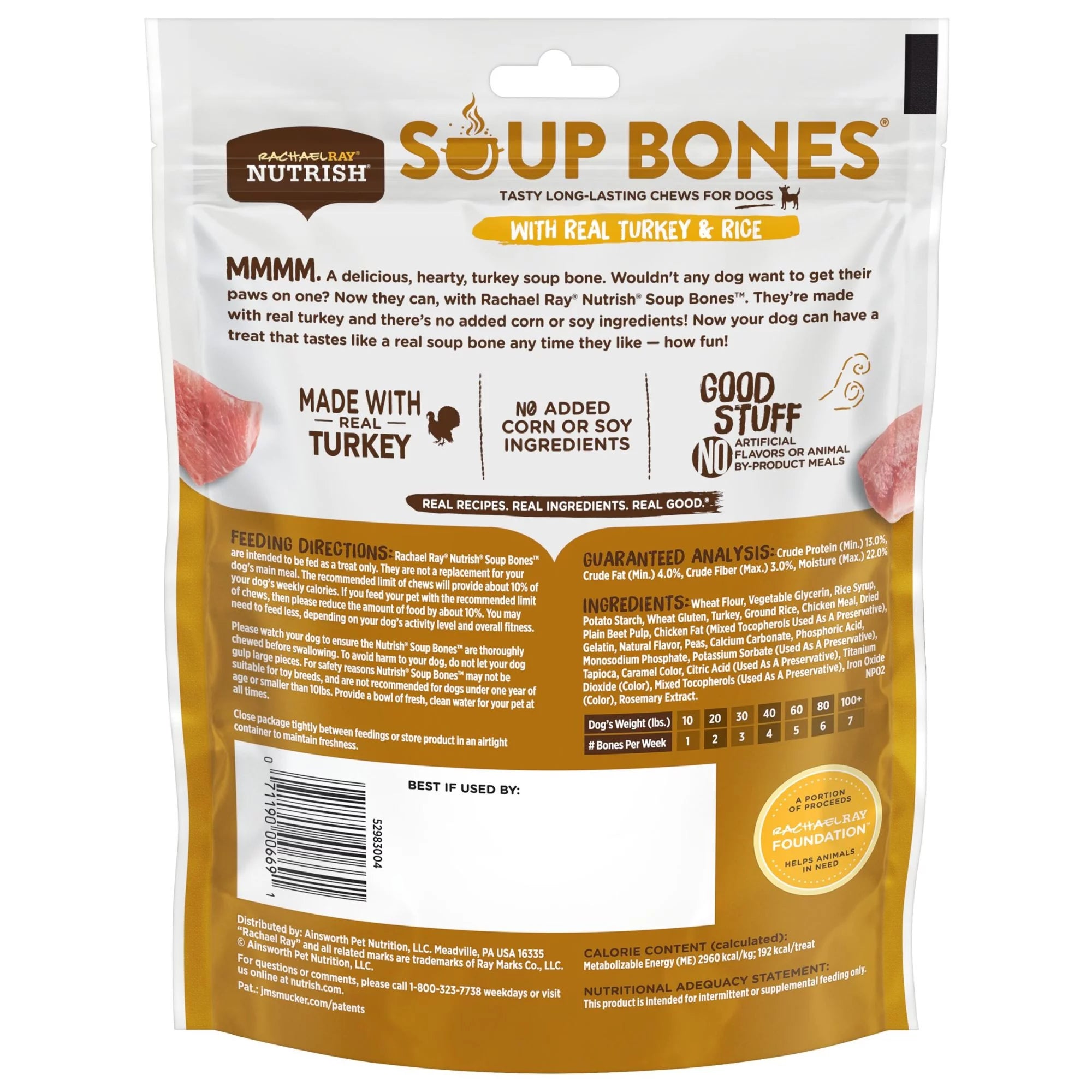 Rachael Ray Nutrish Soup Bones Dog Chews with Real Turkey & Rice O475080