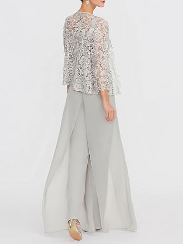 Elegant Mother of the Bride Chiffon Jumpsuit with Lace Appliques L509