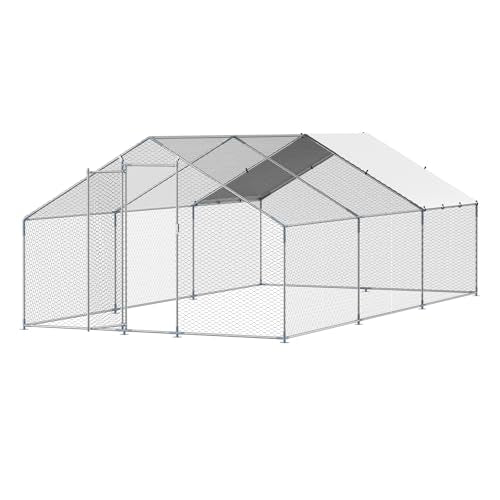 VEVOR Large Metal Chicken Coop with Run, Walk-in Outdoor Poultry Pen W388