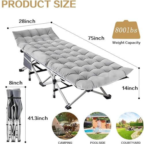 Folding Camping Cot for Adults, Heavy Duty with Carry Bag, Portable Outdoor Bed Y155
