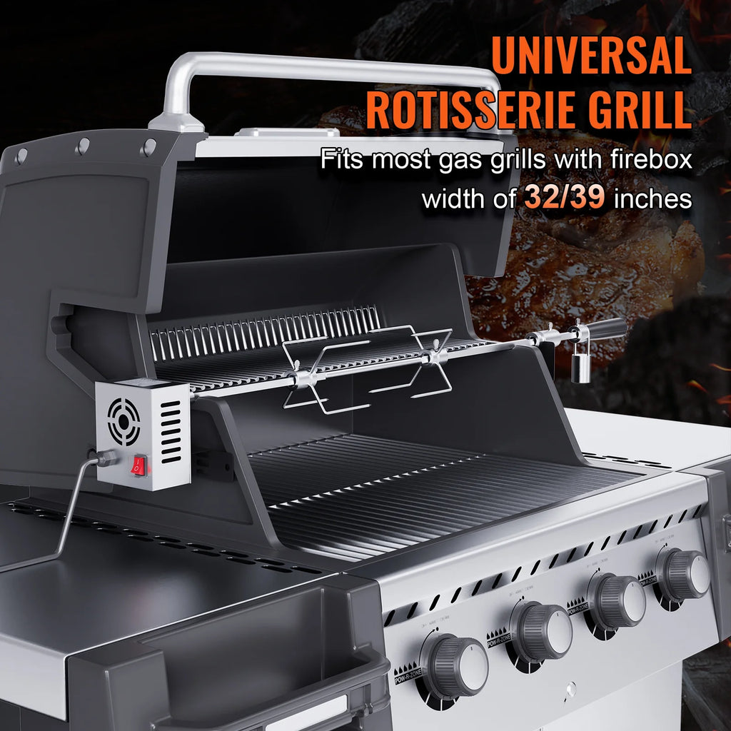 SKYSHALO Universal Grill Rotisserie Kit BBQ Roaster Spit Rod Motor L413286