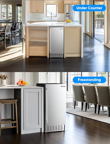 Coolski 80Lbs/Day Commercial Under Counter Ice Maker Machine, Stainless Steel O25306