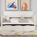 Twin Daybed with Storage Drawers Wood Day Bed Frame Compatible with Living Room Bedroom Dual-use Sofa Beds Compatible with Kids Guests Sleepovers, Twin Size, Gray,Bed Frame, jq-632