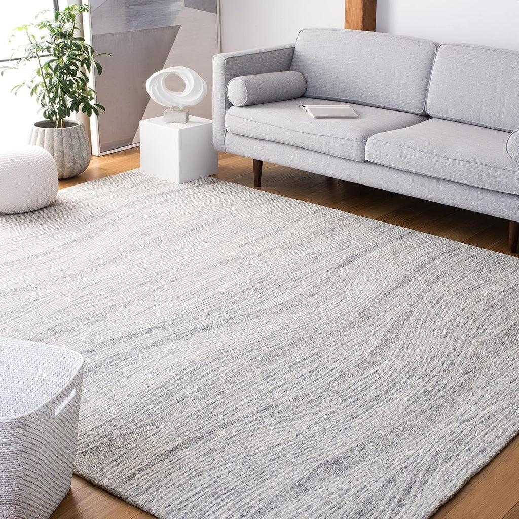 SAFAVIEH Metro Collection Area Rug - 8' x 10', Grey & Ivory, Handmade Modern Wool, Ideal for High Traffic Areas in Living Room, Bedroom (MET995F)