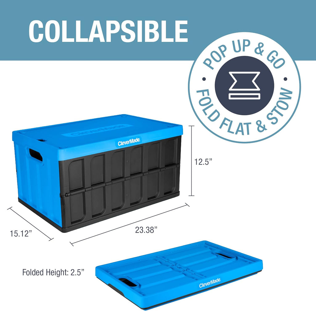 CleverMade 62L Collapsible Storage Bins with Lids, 3 Pack E869