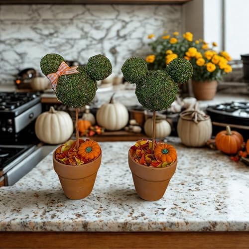 Minnie & Mickey Seasonal Topiary Set, 6 inch, Fall Decor N920