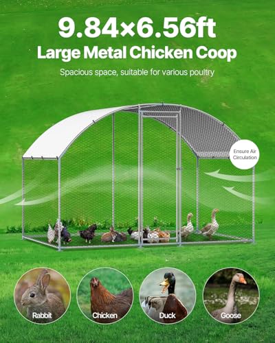VEVOR Large Metal Chicken Coop with Run, Walk-in Outdoor Poultry Pen W388