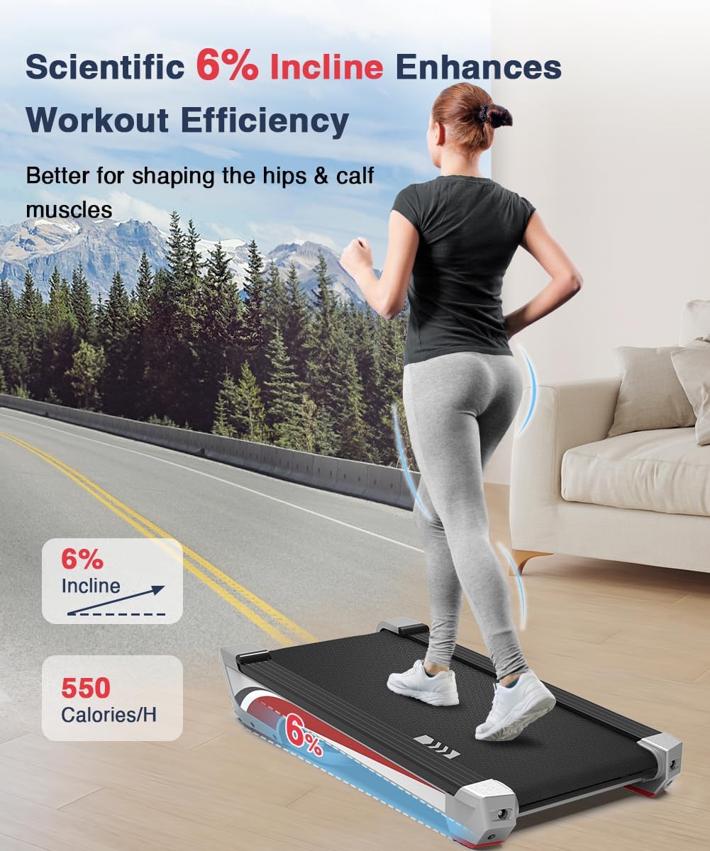 Redliro Walking Pad Treadmill with 6% Incline, 350+ lb Capacity X391818