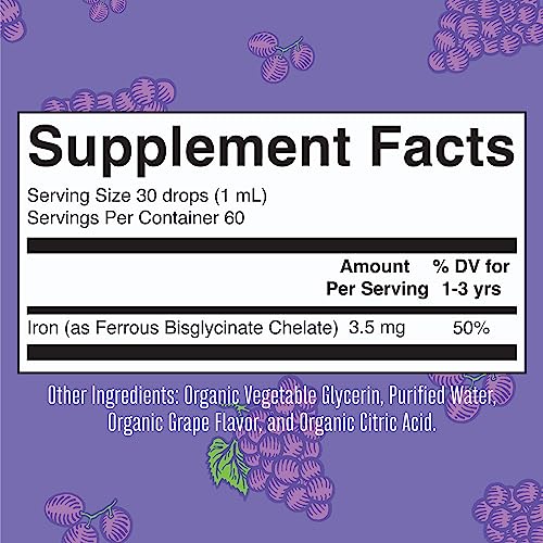 MaryRuth Organics Liquid Iron Supplement for Toddlers 1-3, Sugar Free, 2 Fl Oz L821
