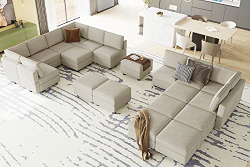 Belffin Oversized Modular Sectional Sofa with Double Chaises and Storage F17277