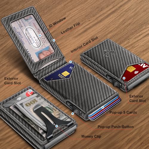 BULLIANT Men Wallet Money Clip Slim Metal Credit Card Case Magnetic Leather J56690
