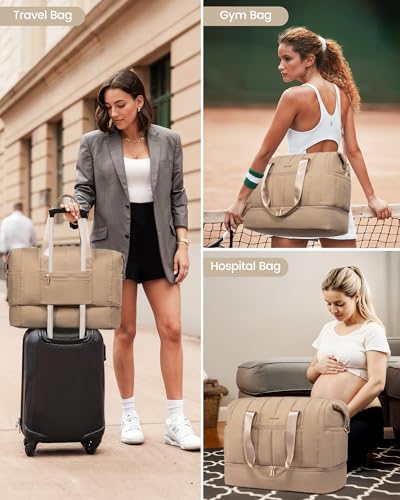 LOVEVOOK Travel Duffle Bag for Women with Shoe Compartment, 42L Carry On Overnight Bag V703