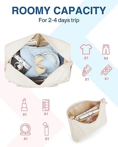BAGSMART Travel Duffle Bag for Women, Carry On Weekender Overnight Tote, Pink H121