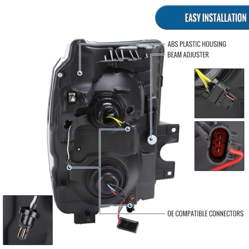 2011-2016 Ford Super Duty Dual Projector Headlights LED Sequential Turn Signals Pair Black B630412