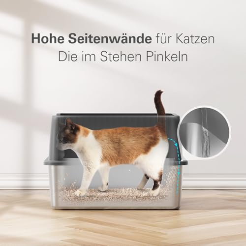 Barhon Stainless Steel Litter Box Small with High Sides, White B44057