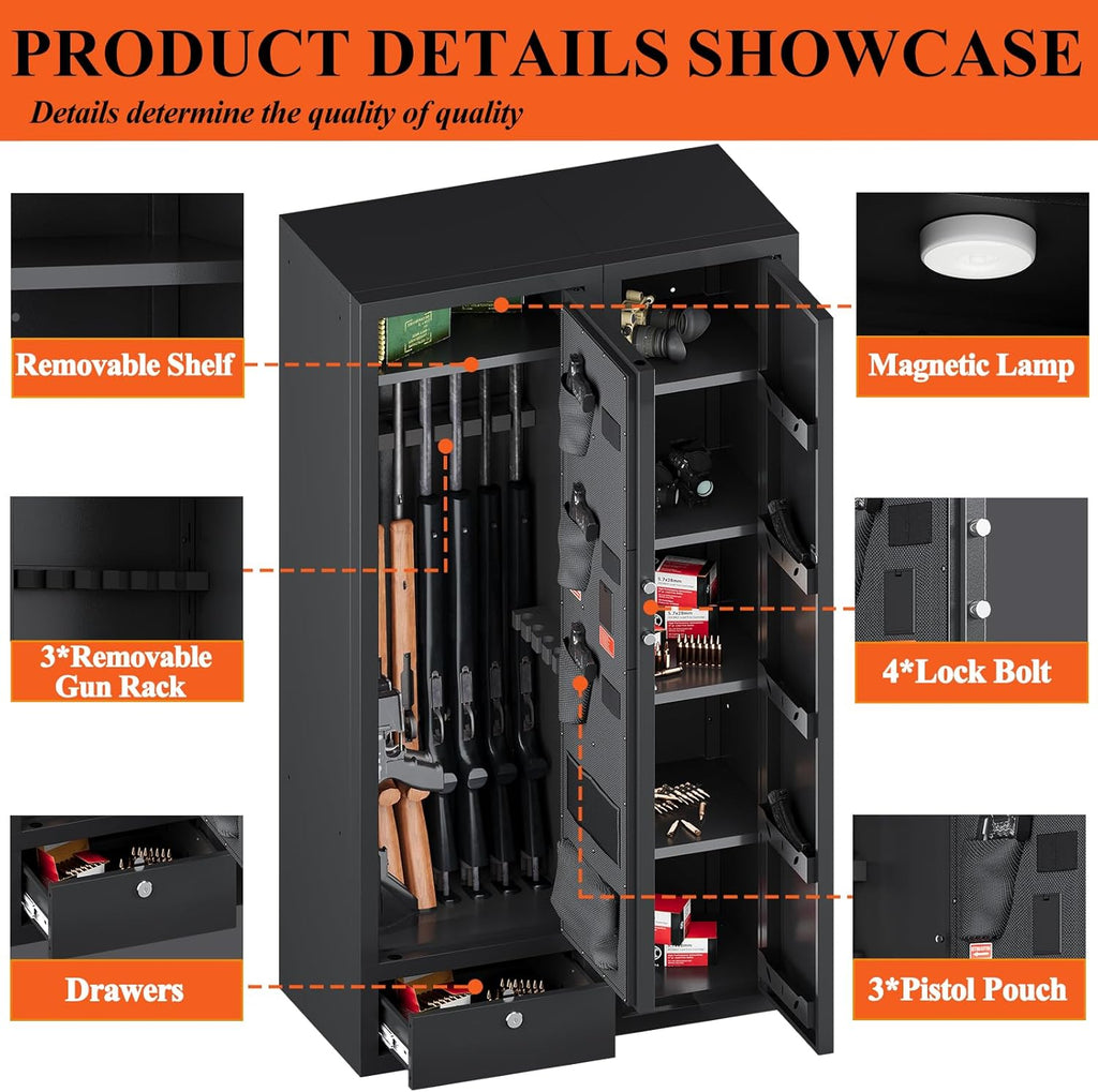 Gun Safe with Drawer for Rifles and Pistols (1500AB-GUN SAFE) U75967