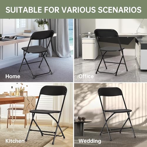 Plastic Folding Chair 10-Pack, Portable Commercial, 450 lb Capacity, White R613