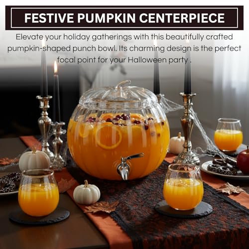 Glass Pumpkin Drink Dispenser 2 Gallon with Spigot R932362