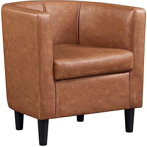 Yaheetech Velvet Accent Chair, Modern Upholstered Barrel Chair, Olive Green J55628