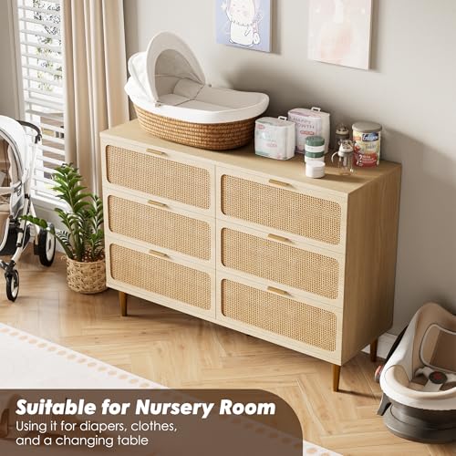 Rattan 5 Drawer Tall Dresser for Bedroom, Black V99880