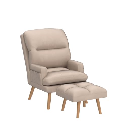INZOY Accent Chair with Ottoman, Velvet Fabric, Beige X279
