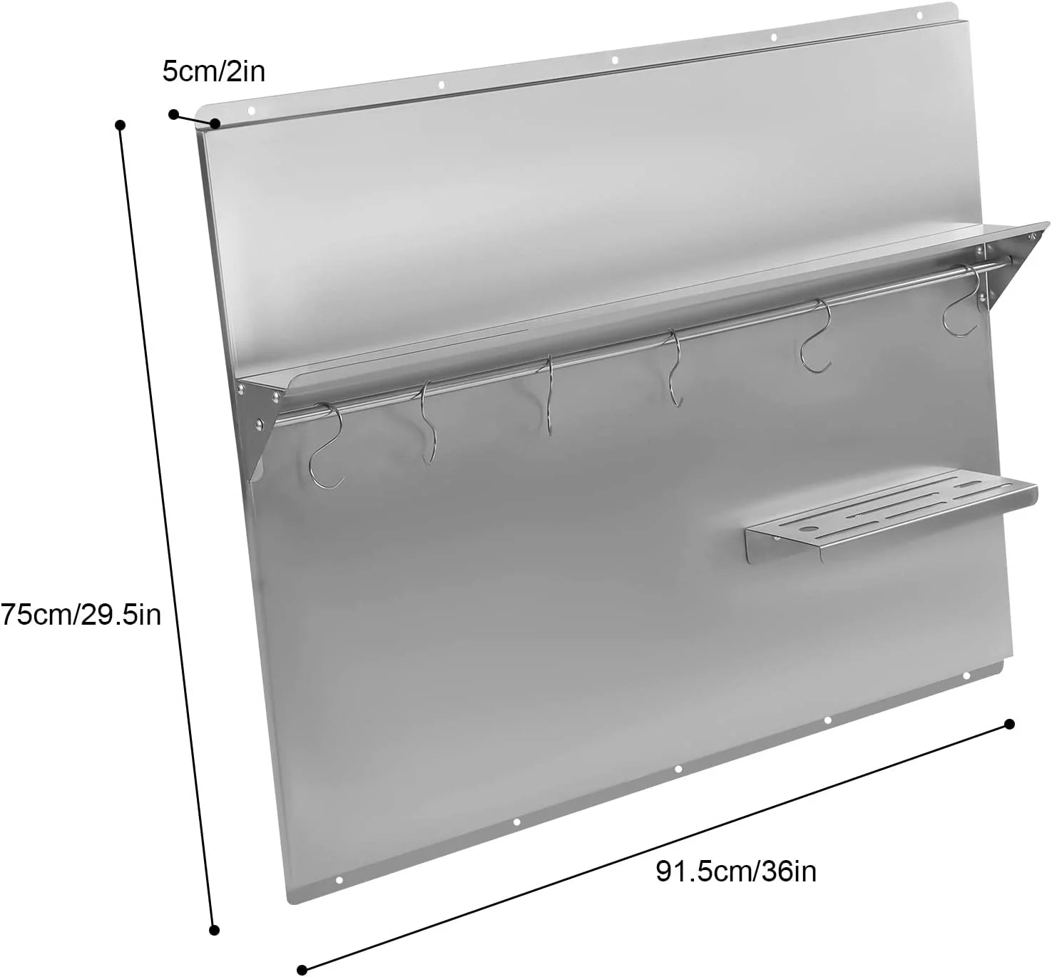 Miumaeov Stainless Steel Backsplash with Shelf for Range Hood, 36x29.5 Inch J482