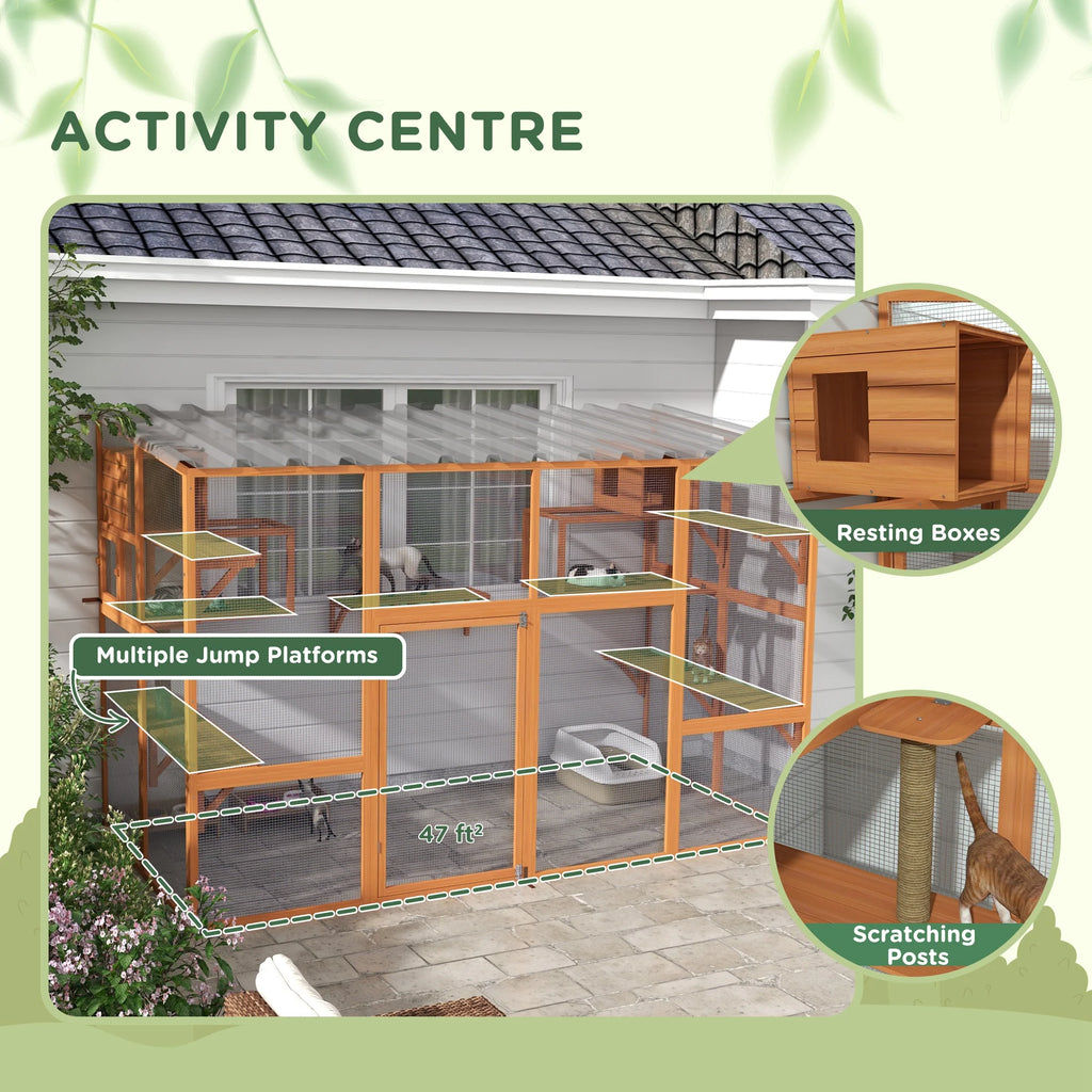PawHut Catio Window Box Outdoor Cat Enclosure with Scratching Post W28748