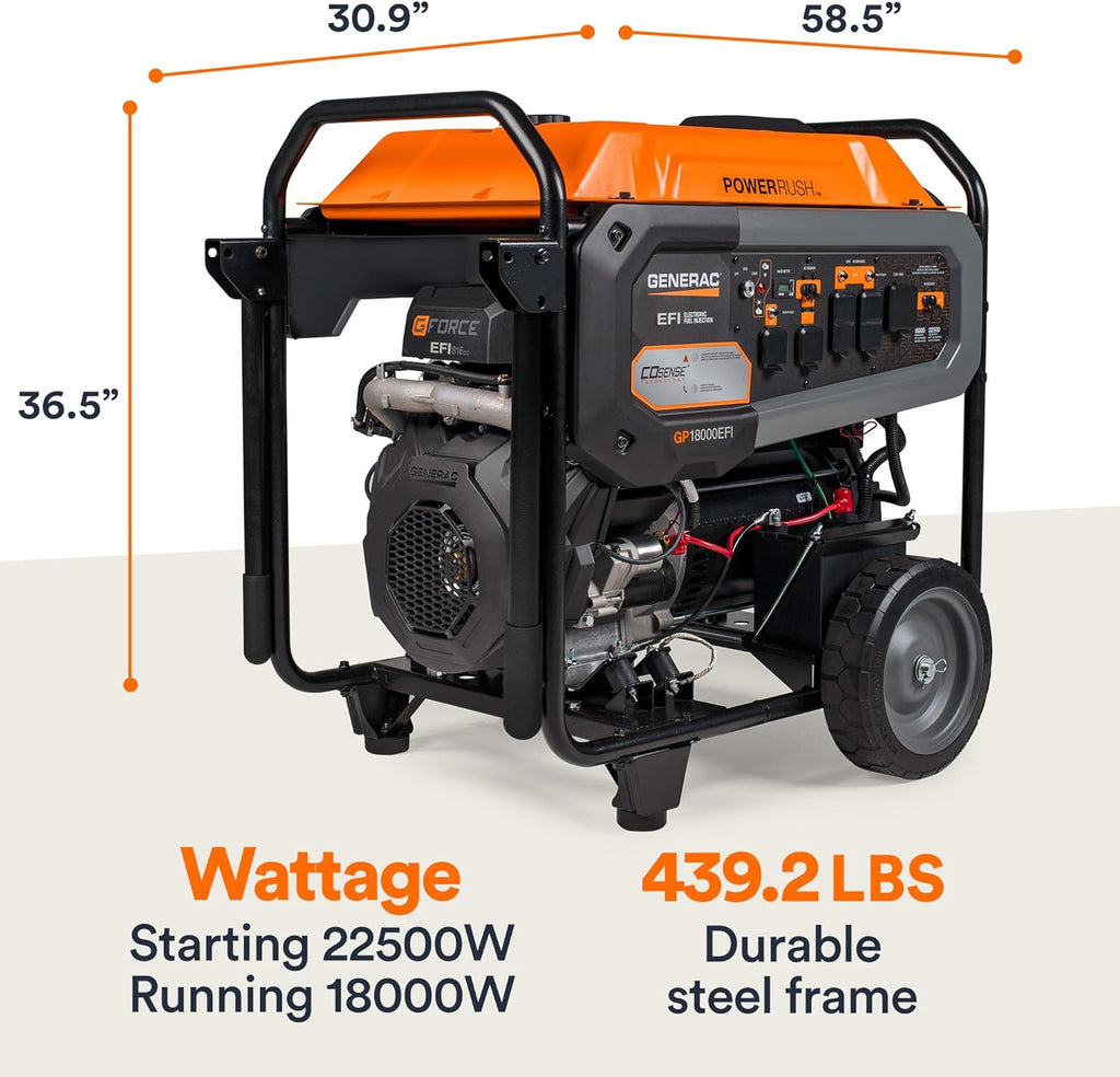 Generac 7706 GP18000EFI 18,000-Watt Portable Generator with Electric Start O70829