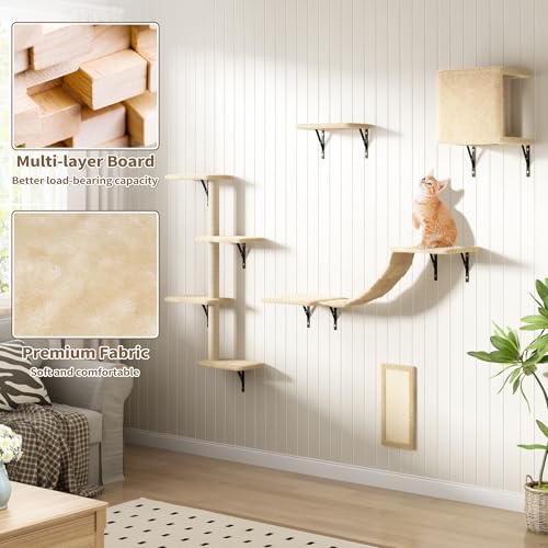 COZIWOW Wall Mounted Cat Shelves and Perches, Set of 5 (Grey) Y44261