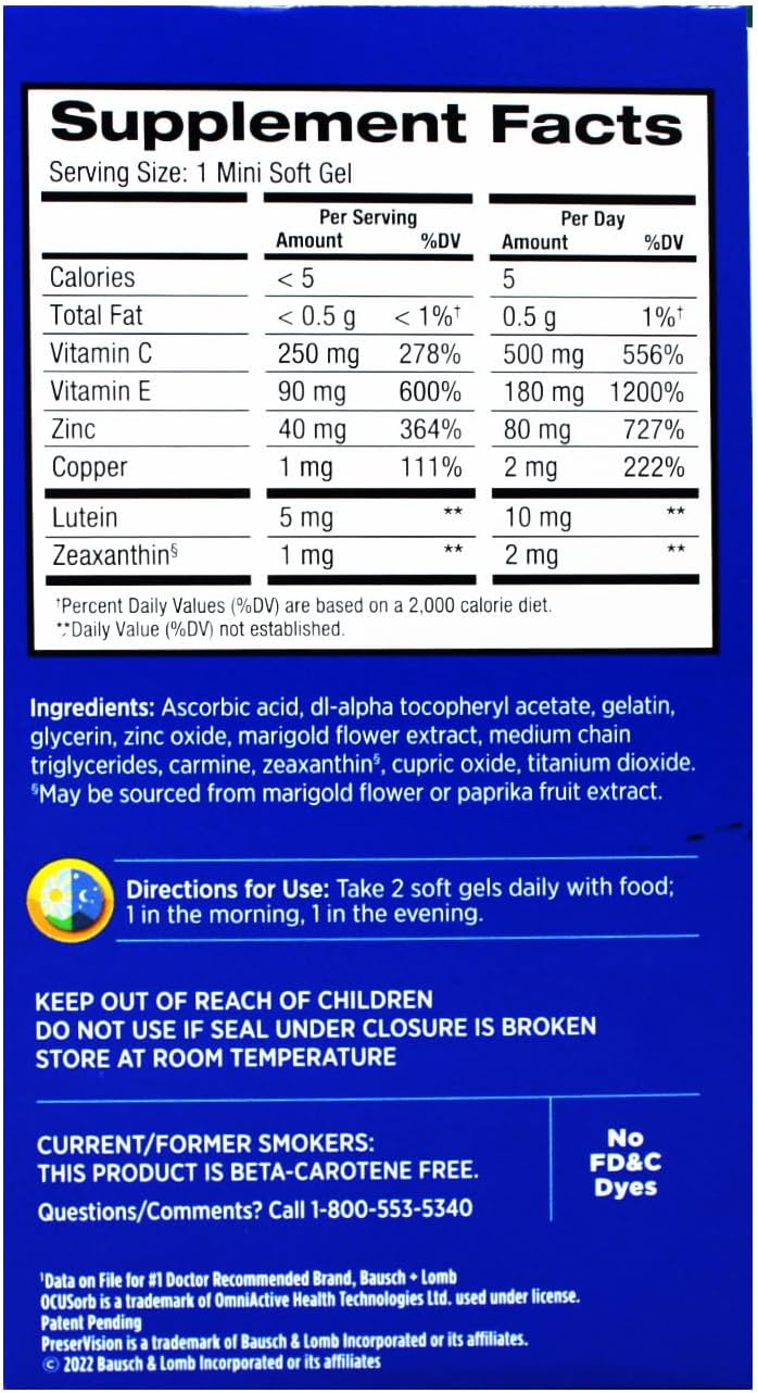 PreserVision AREDS 2 Eye Vitamin & Mineral Supplement, 210 Softgels D99950