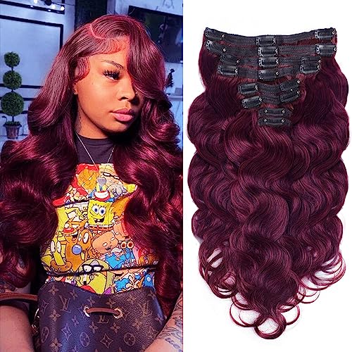 Body Wave Clip in Hair Extensions for Black Women Chocolate Brown to Caramel Blonde 8Pcs Clip in Hair Extensions Real Human Hair with 18 Clips Double Weft 120g(16 Inch, #P4/27 Body)