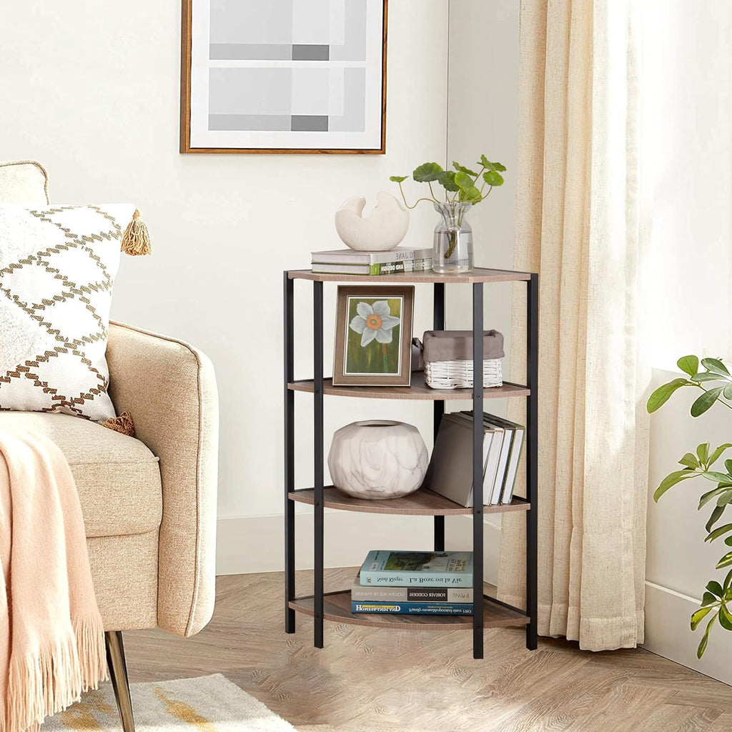 JOIN IRON 4-Tier Corner Bookshelf, Industrial Ladder Shelf, Storage Organizer F430