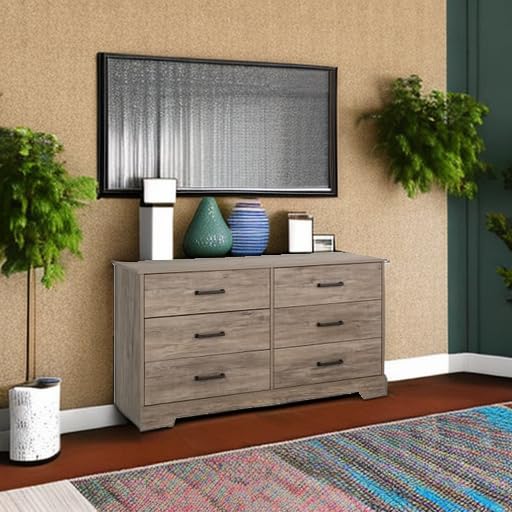 Prepac Rustic Ridge Farmhouse 6-Drawer Double Dresser, Brown X6434