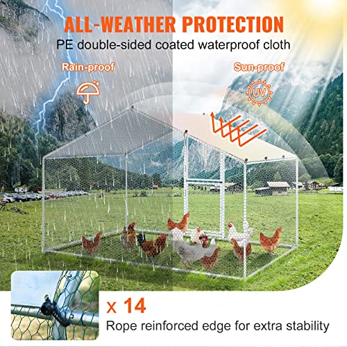 VEVOR Large Metal Chicken Coop with Run, Walk-in Outdoor Poultry Pen W388