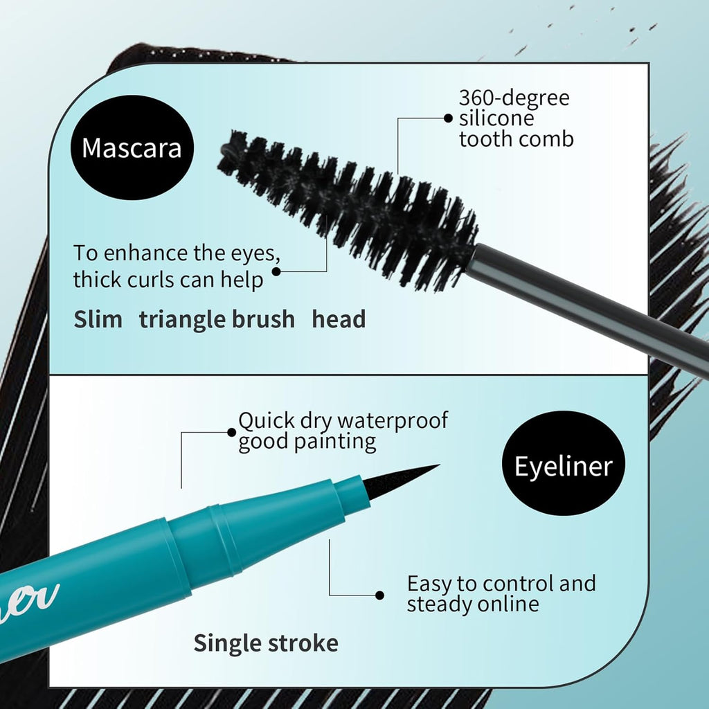 Thrive Mascara Liquid Lash Extensions & Eyeliner Set, Black, Waterproof C602469