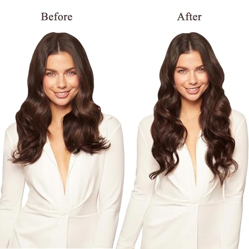 Clip in Hair Extensions Real Human Hair 18 Inch Dark Brown P97467