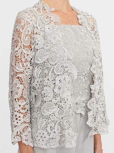 Elegant Mother of the Bride Chiffon Jumpsuit with Lace Appliques L509