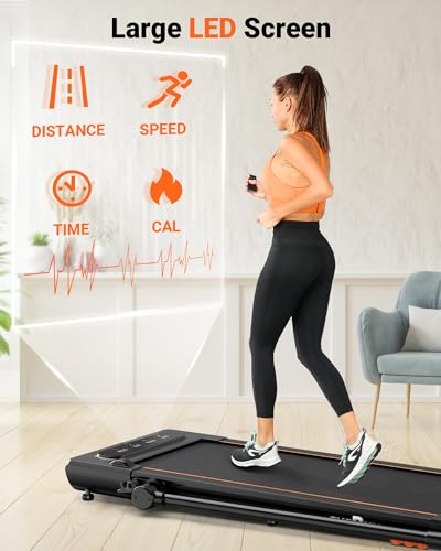 THERUN 2.5HP 2 in 1 Under Desk Walking Pad Treadmill with LED Touch Screen Y74546