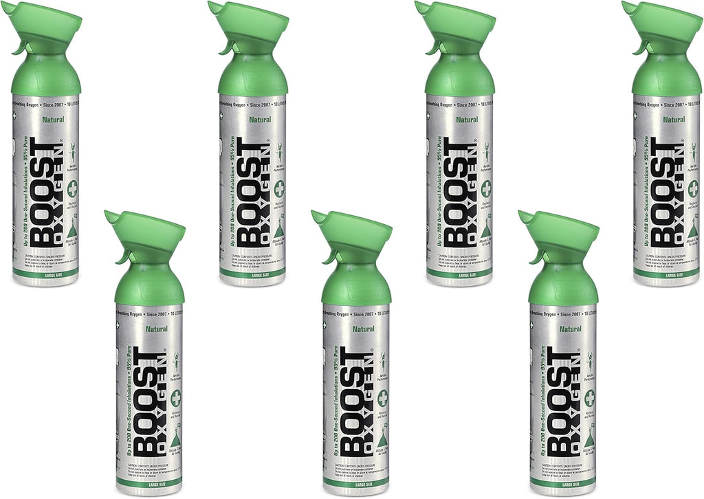 Boost Oxygen Large Natural 10 Liter Canister | Respiratory Support for Aerobic Recovery, Altitude, Performance and Health (7 Pack)