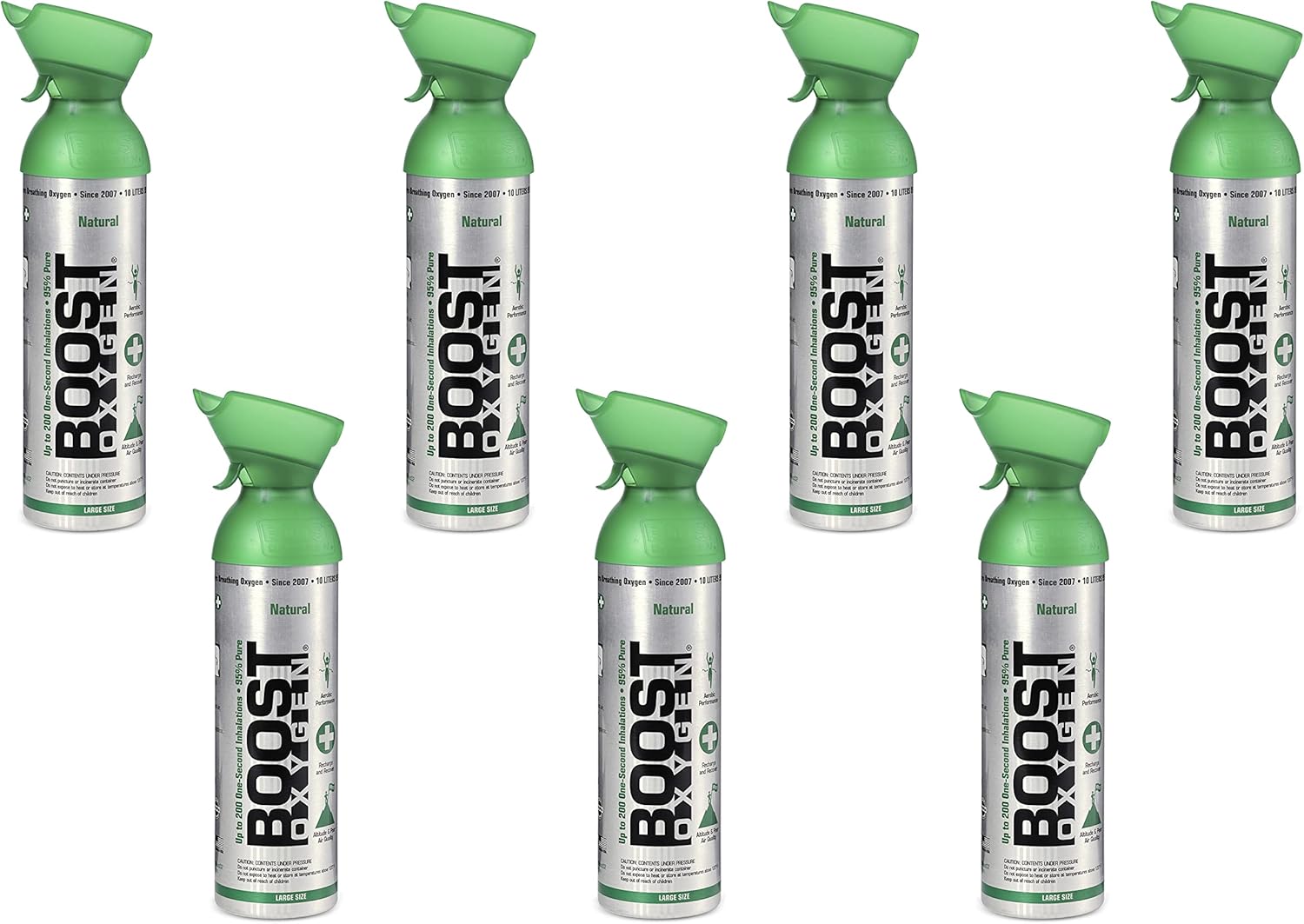 Boost Oxygen Large Natural 10 Liter Canister | Respiratory Support for Aerobic Recovery, Altitude, Performance and Health (7 Pack)